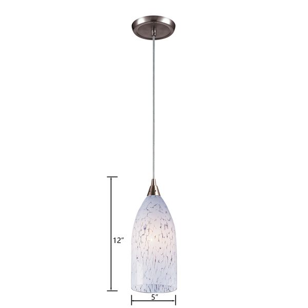 Verona 5'' Wide 1-Light Mini Pendant - Satin Nickel with Snow White Glass