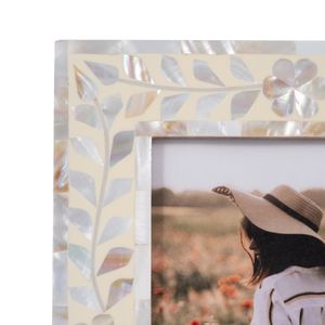 5X7 MOTHER OF PEARL INLAY VINE PHOTO FRAME, IVORY 6