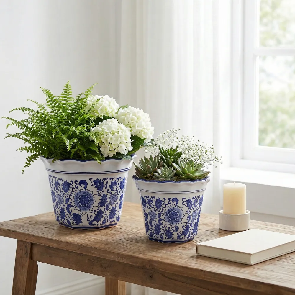 ENOCHFIELD SET OF 2 BLUE PLANTER 9 (IN)