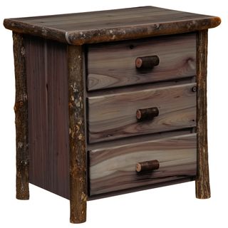 Hickory Log XL Three Drawer Nightstand - Slate