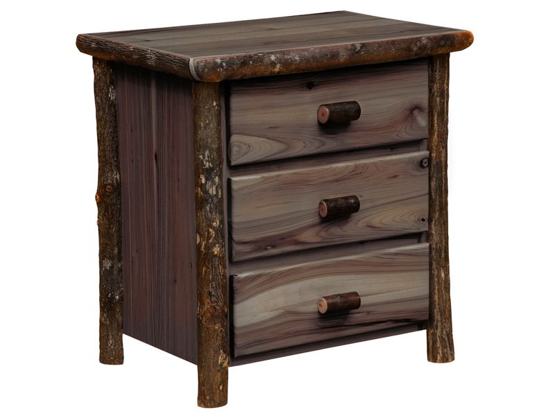 Hickory Log XL Three Drawer Nightstand - Slate 2