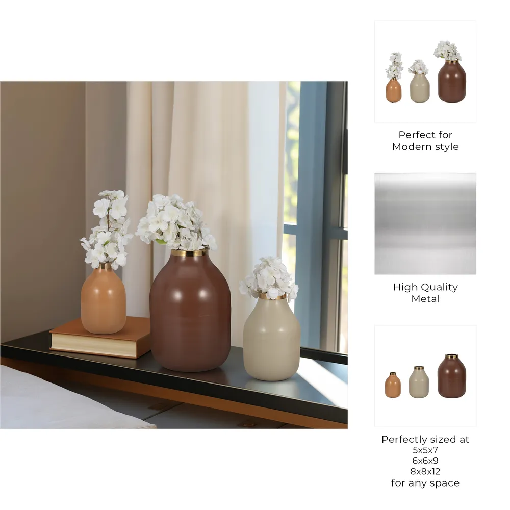 DUFFYHOLM SET OF 3 TAN VASES 12 (IN)