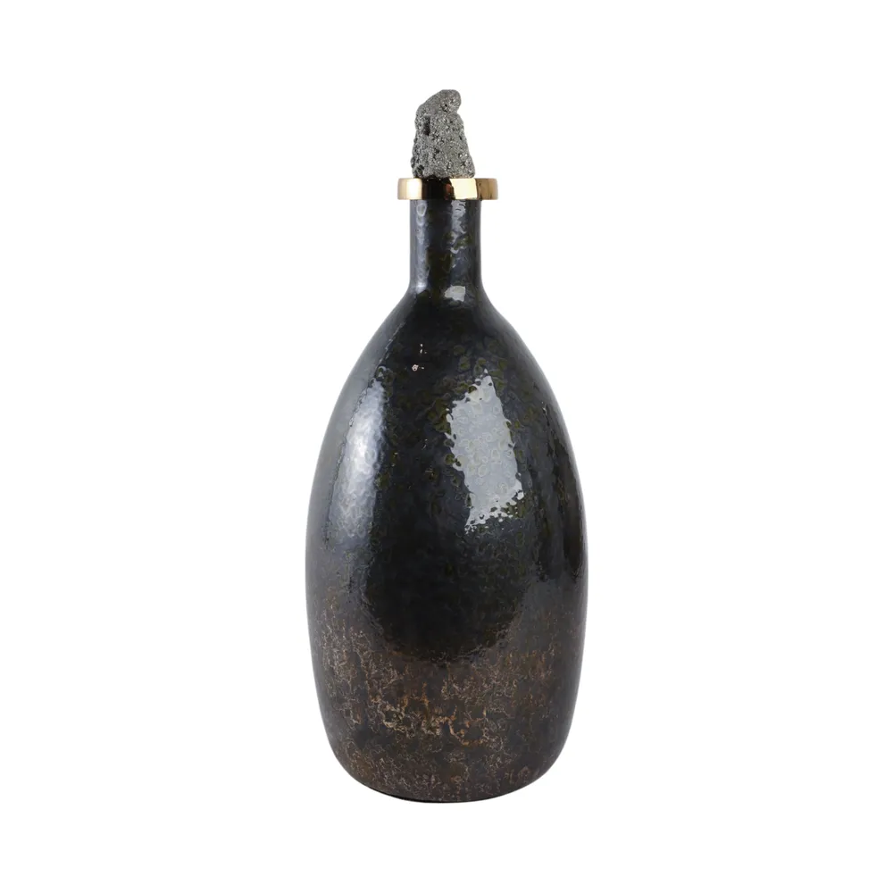 FARLEYDALE BLACK GLASS VASE 20 (IN)