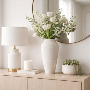 CANTONLAND WHITE VASE 17 (IN) 11