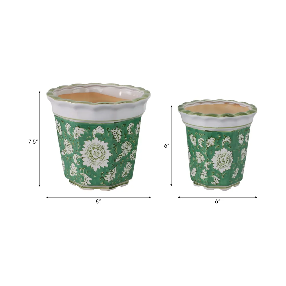 AIDENRIDGE SET OF 2 GREEN PLANTER 8 (IN)