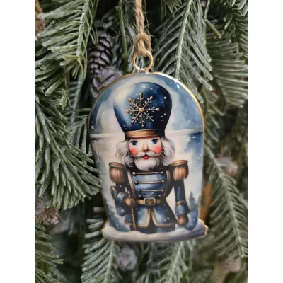 Blue Nutcracker Globe Ornament 3x4.25in