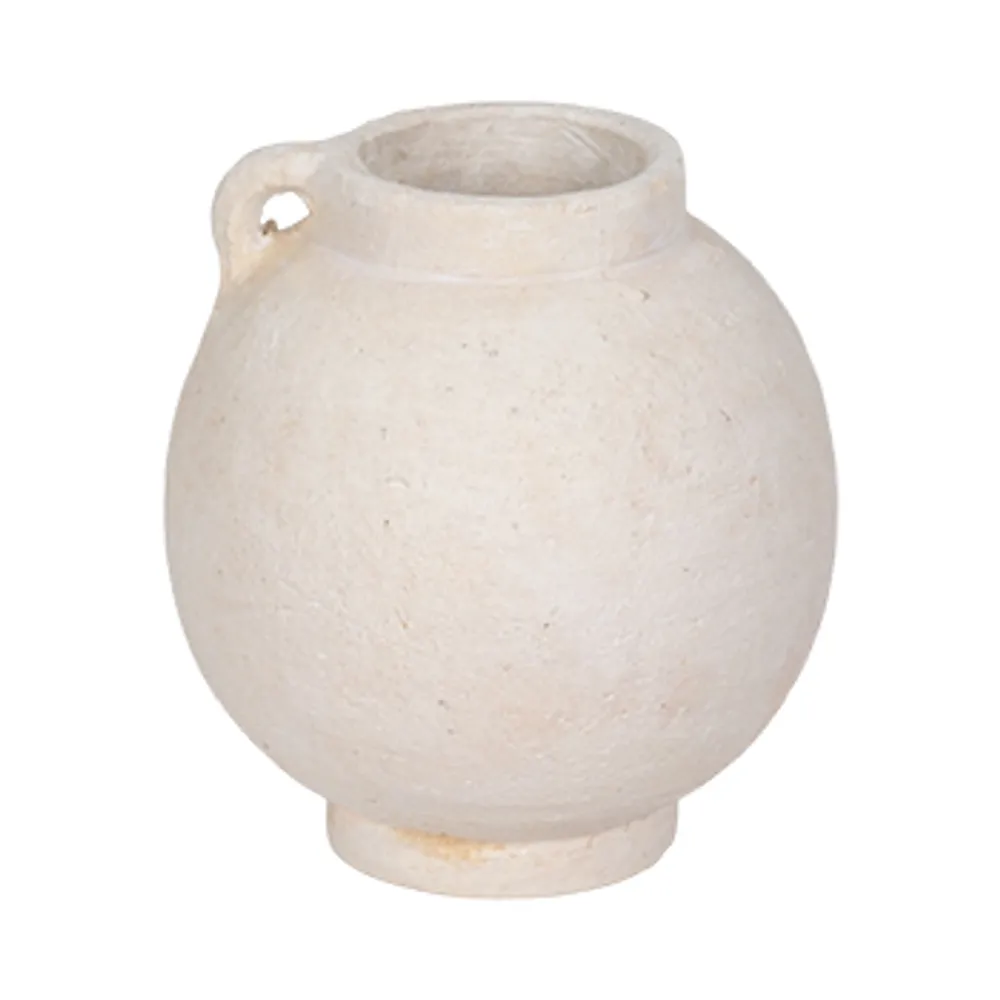 7" BULBOUS JUG WITH HANDLE, WHITE
