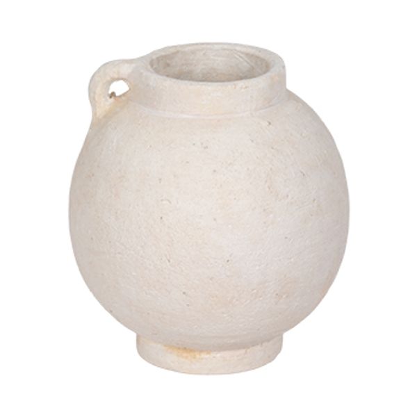7" BULBOUS JUG WITH HANDLE, WHITE