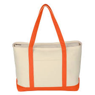 24 OZ. HEAVY NATURAL CANVAS BOAT BAG - CORAL