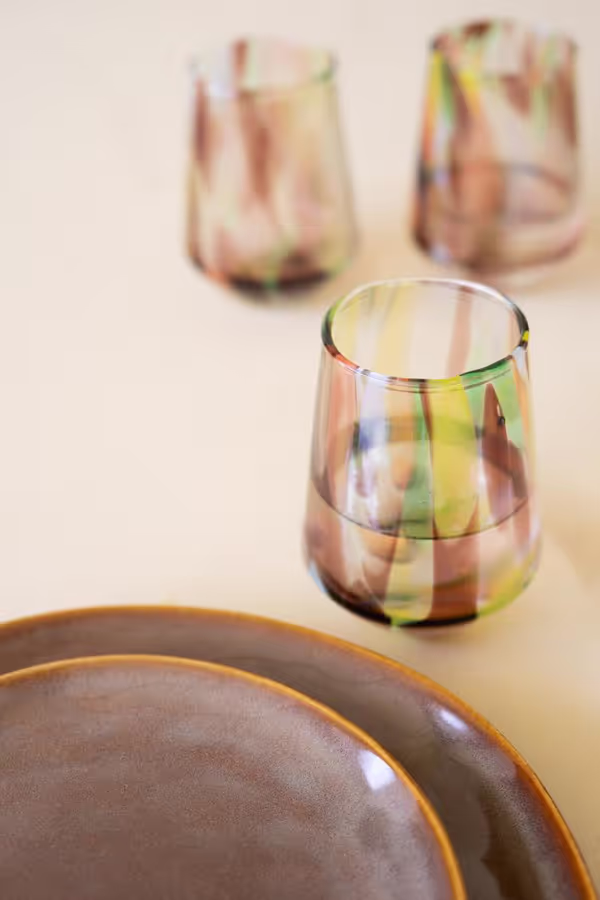 Tapered Multi-Color Glass Tumbler