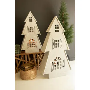 Set of 2 Metal Christmas Village Lamps 6