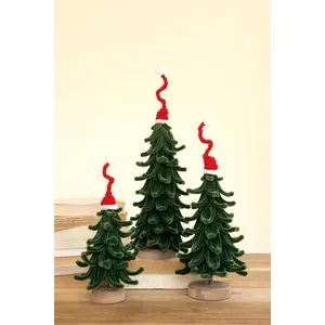 Set of 3 Pipe Cleaner Christmas Trees with Hats 1