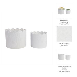 MORGANWIND SET OF 2 WHITE PLANTER 10 (IN) 9