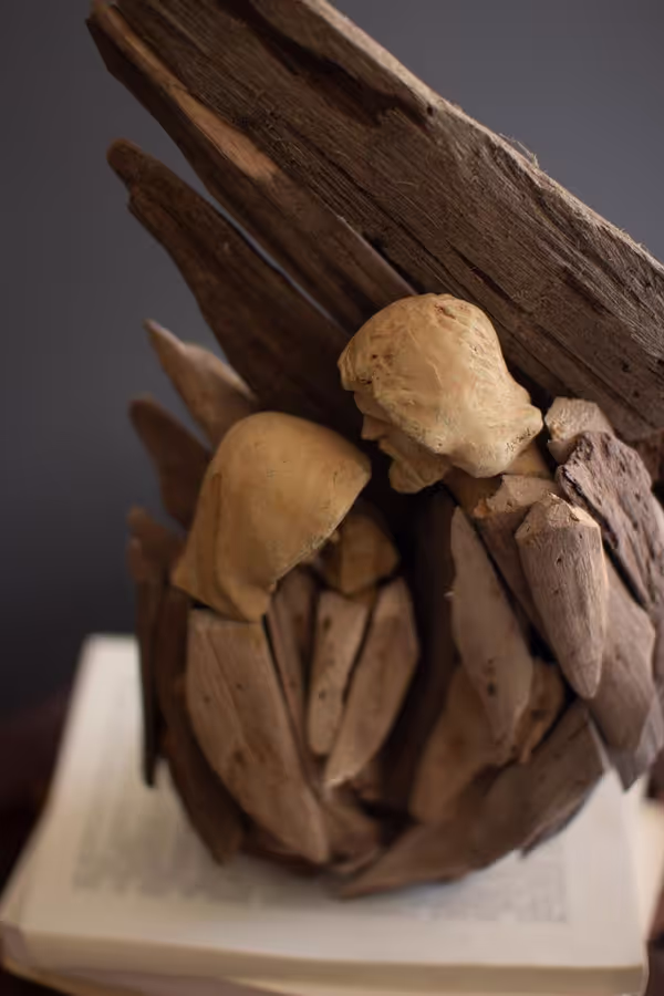 Driftwood Mary, Joseph and Jesus with Wings