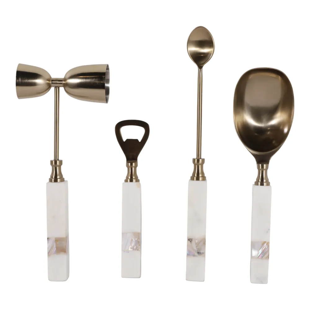 RYECROSS SET OF 4 WHITE BAR ACCESSORIES 2 (IN)