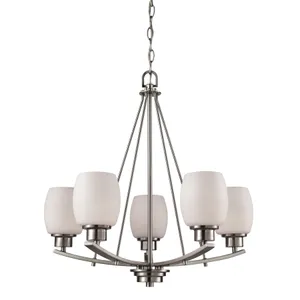Casual Mission 22'' Wide 5-Light Chandelier - Brushed Nickel 1
