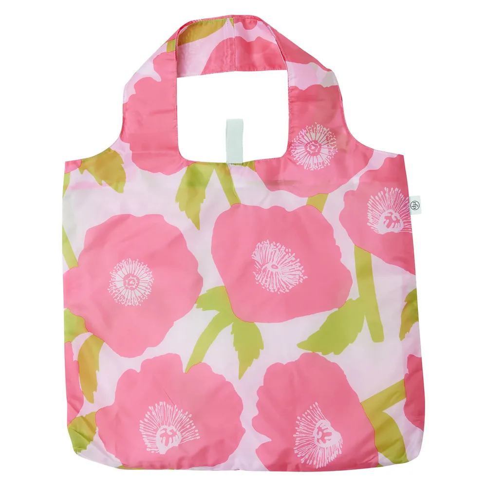 Poppies Pink blu Reusable Shopping Bag