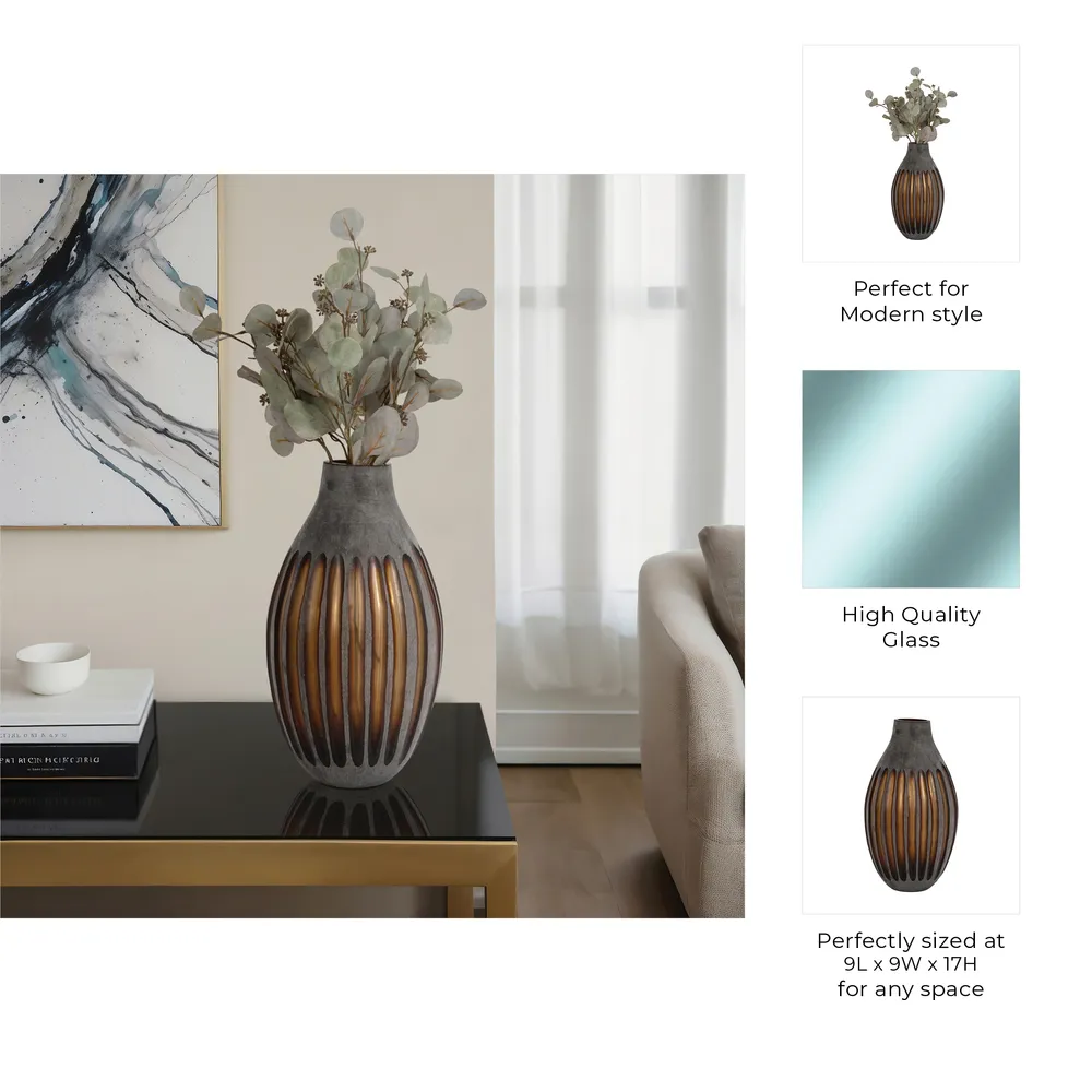 DESMONDCROSS GRAY GLASS VASE 17 (IN)