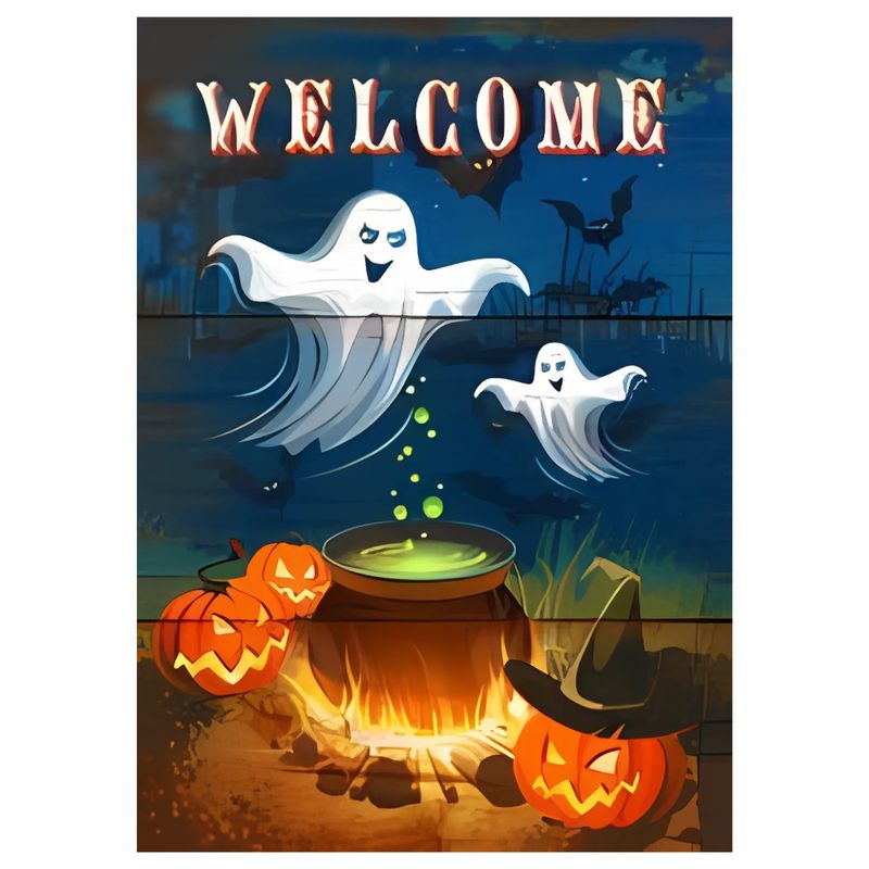 12X18IN WELCOME GHOSTS/PUMPKNS