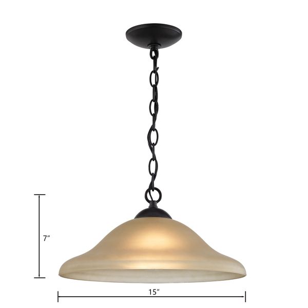 Conway 15'' Wide 1-Light Pendant - Oil Rubbed Bronze with Light Amber Glass