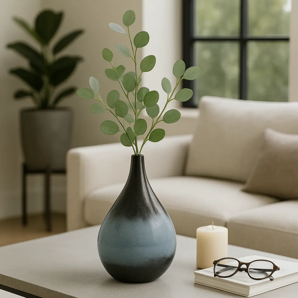 FINLEYMOOR BLUE GLASS VASE 11 (IN)