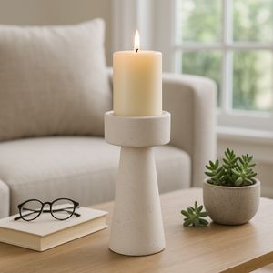 CARLIN WHITE CANDLE HOLDER 10 (IN) 11