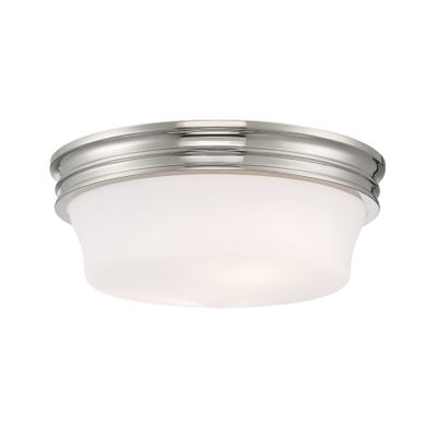 Galen 14″ Wide 2-Light Flush Mount - Polished Nickel