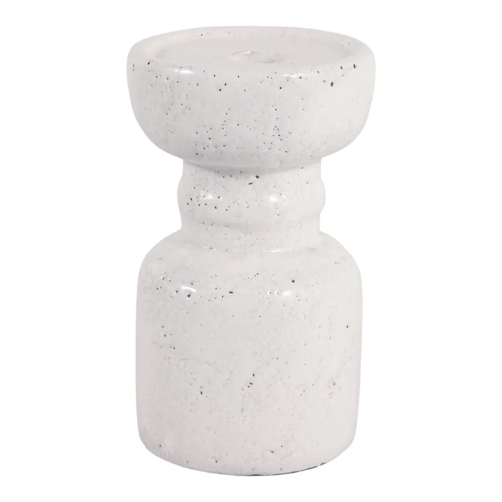 BARTONTON WHITE CANDLE HOLDER 7 (IN)