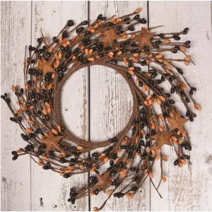 Black and Tan Vintage Tin Star 4.5 Candle Ring 1