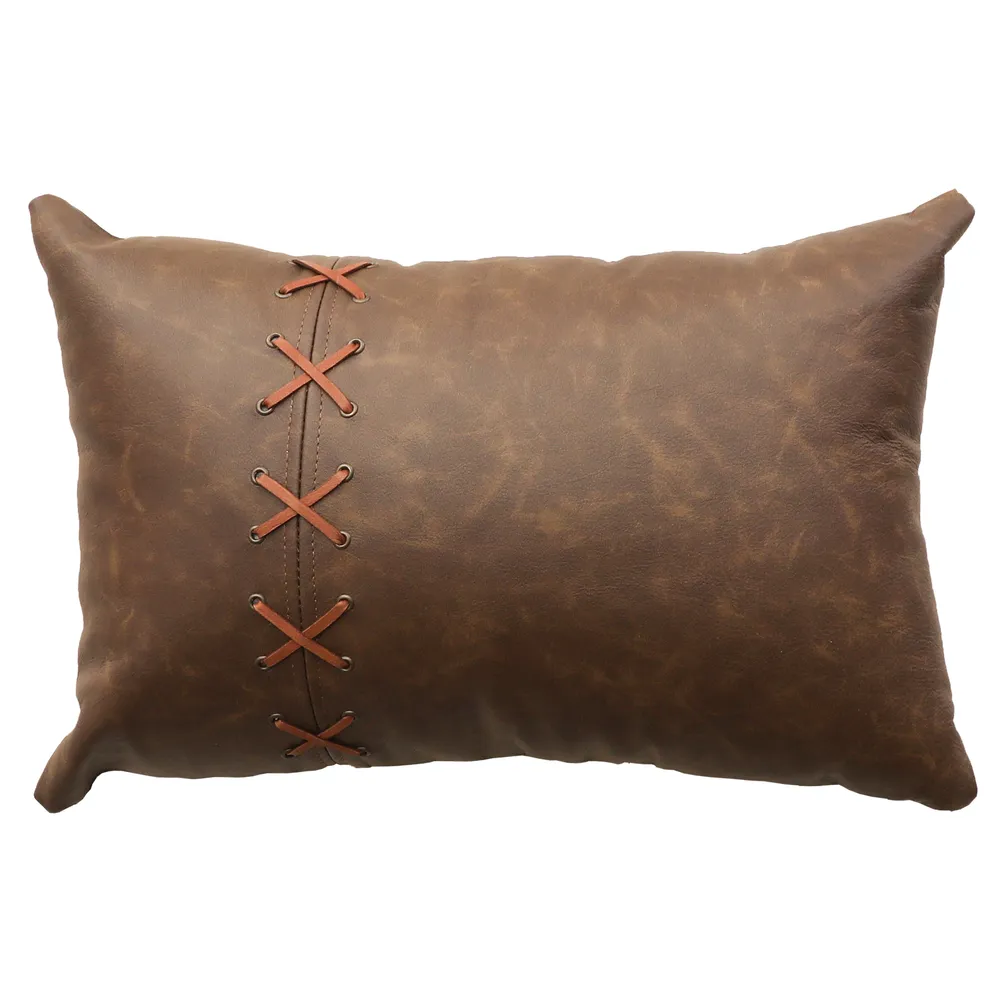 Butte Leather Pillow - 12x18 - Fabric Back