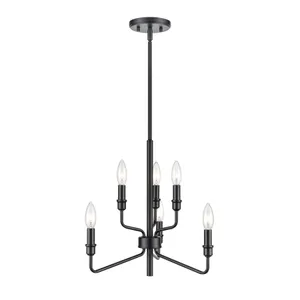 Saginaw 18″ Wide 6-Light Chandelier - Matte Black 1