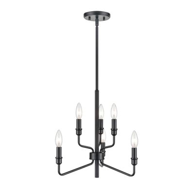 Saginaw 18″ Wide 6-Light Chandelier - Matte Black