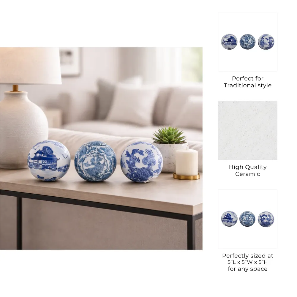TRENTONSHAW SET OF 3 BLUE ORBS 5 (IN)