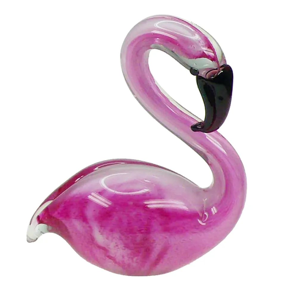 6" GLASS PINK FLAMINGO FIGURE 800G