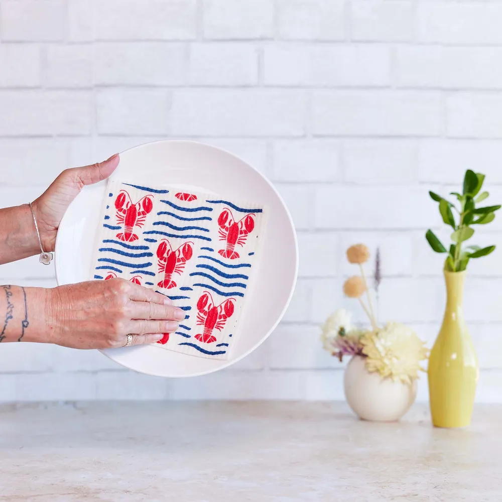 Lobster Waves blu Eco Sponge Cloths (Set of 2)