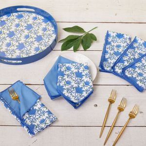 Tilly Blue  Round Lacquer Serving Tray 4