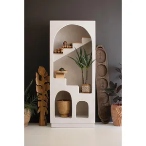 Textured Arched Shelving Unit with Stairs Detail 1