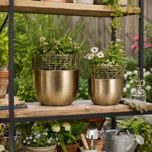 LEONAWELL SET OF 2 GOLD PLANTER 13 (IN) 11