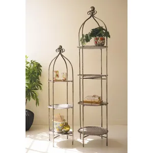 Set of 2 Tiered Round Rustic Iron Displays 1