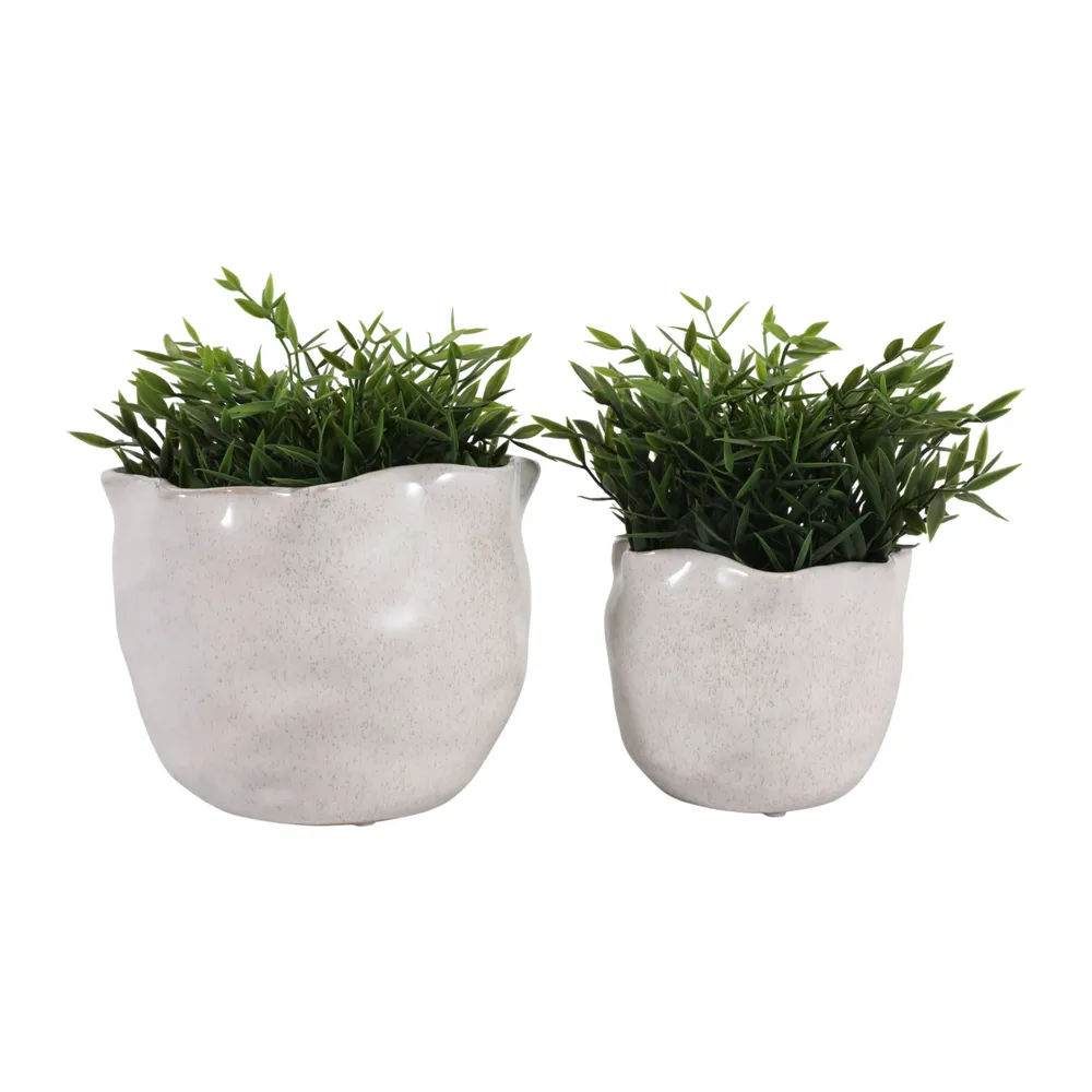 DRAPERSTONE SET OF 2 IVORY PLANTER 6 (IN)