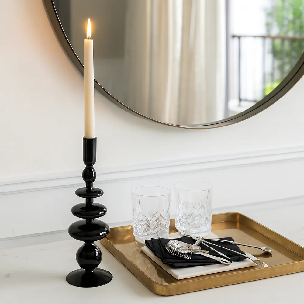 ELLENLAND BLACK CANDLE HOLDER 11 (IN)