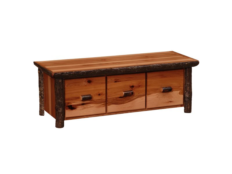 Hickory Entry Bench with Three Drawers - Cinnamon 2