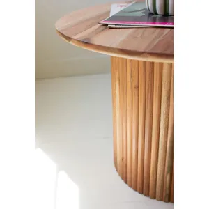 Set of 4 Acacia Wood Accent Tables with Tambour Bases 2