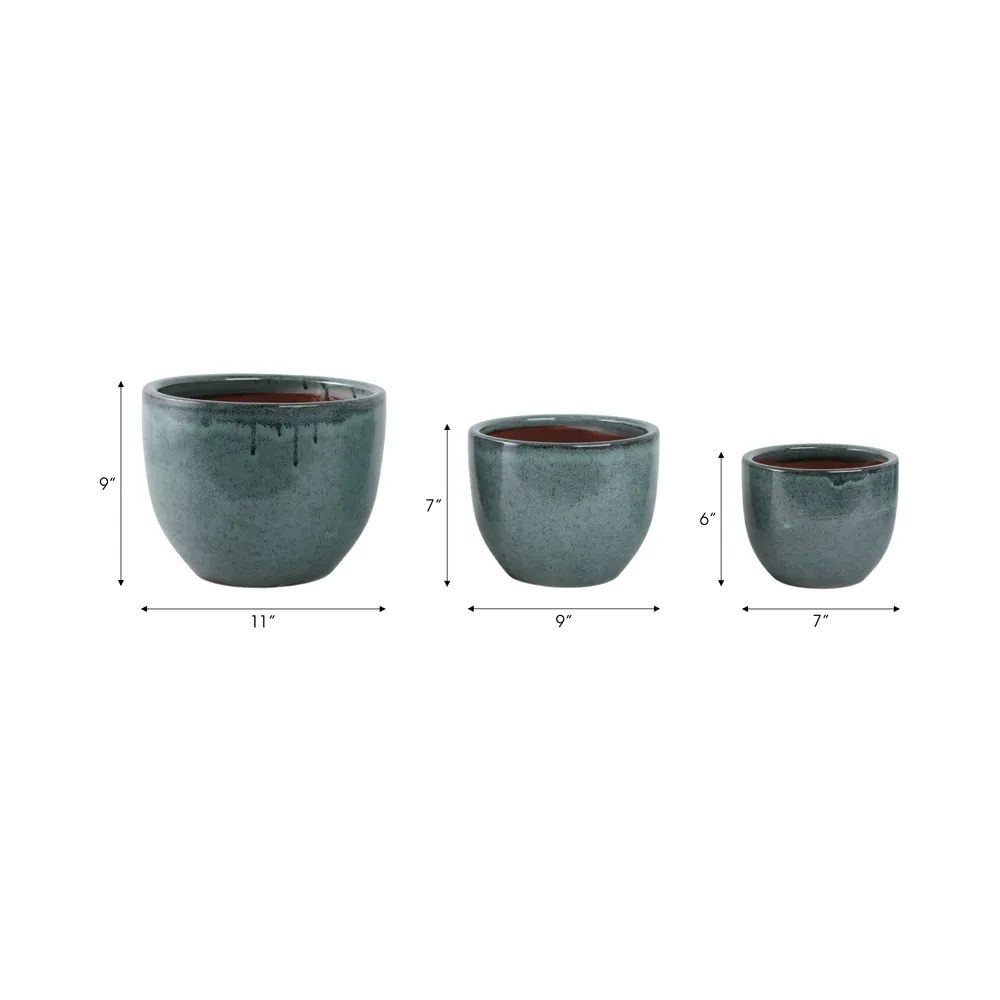BOWENWELL SET OF 3 BLUE PLANTER 9 (IN)