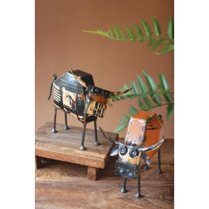 Set of 2 Recycled Iron Steers 2