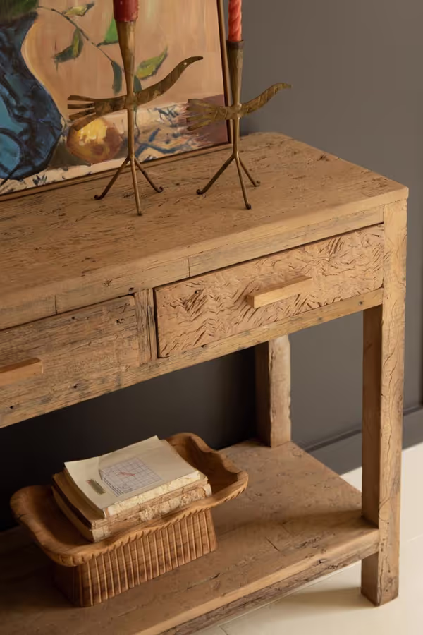 Reclaimed Wood Three Drawer Console