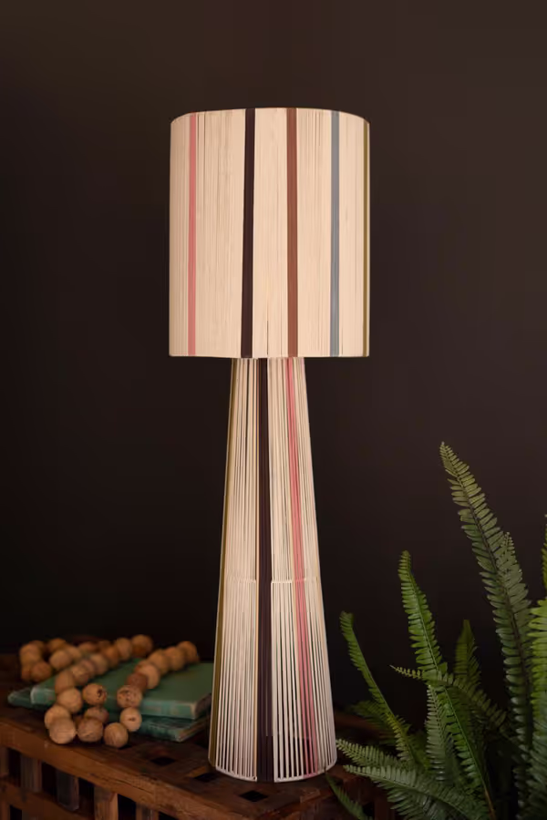 Multi-Striped String Table Lamp with Shade