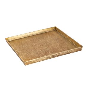 Square Linen Texture Tray - Set of 2 Brass 3