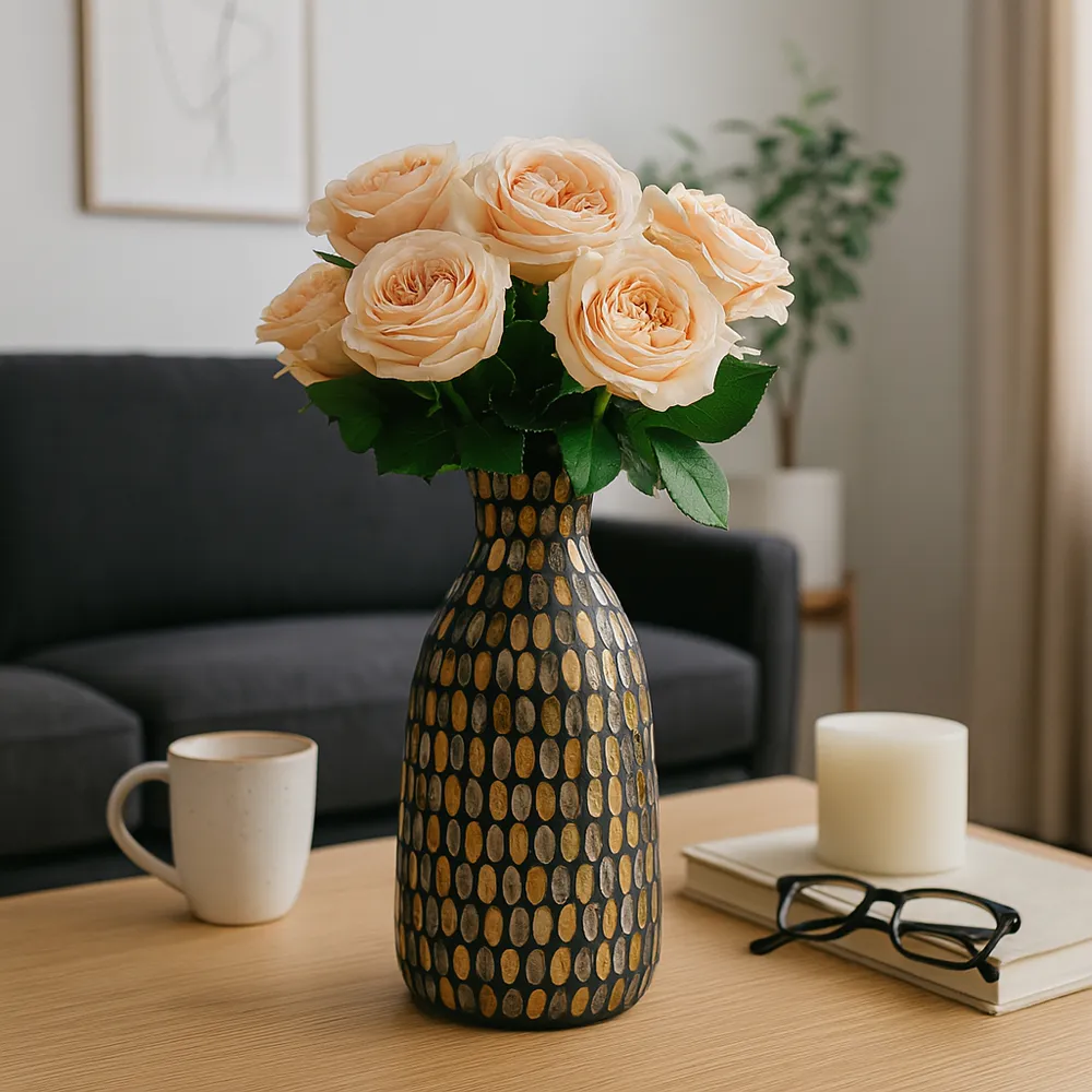 WALTONOAK BRONZE GLASS VASE 9 (IN)