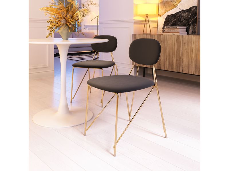 Georges Dining Chair Gray & Gold 2